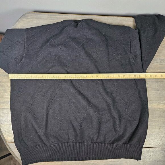 Vintage Northern Isles Mens 2xl XXL Argyle Black Cotton Sweater Grandpa Dad - Picture 5 of 6